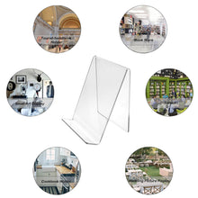 Load image into Gallery viewer, Boloyo Acrylic Book Stand without Ledge,Clear Acrylic Display Easel for Displaying Pictures,Books,Music Sheets,Notebooks, Artworks, CDs, etc.
